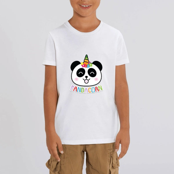 t-shirt licorne enfant blanc pandacorn coton bio 