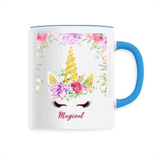 Mug Licorne Magical Décor Floral bleu
