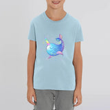 t-shirt licorne enfant bleu licorne de mer coton bio
