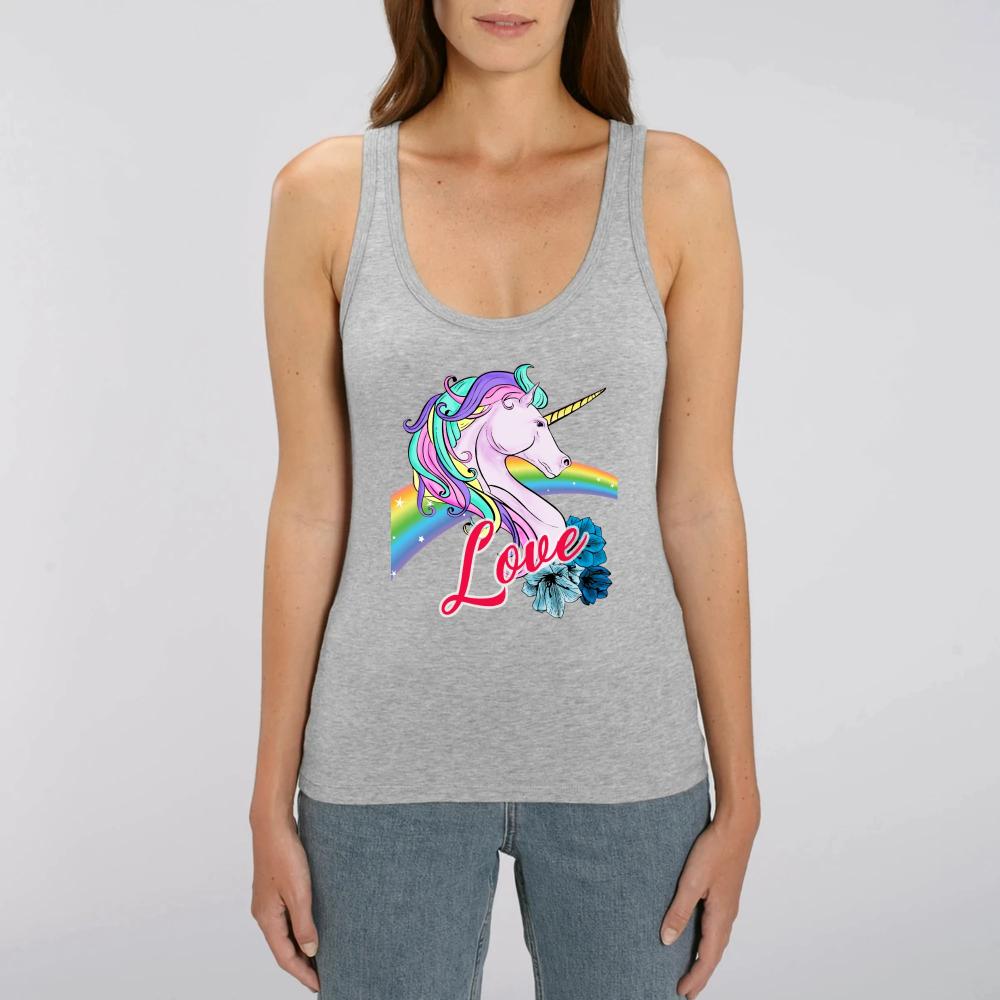 Débardeur Femme Imprimé Licorne Dab - GL BOUTIK - Taille Unique Gris