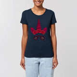 T-shirt Licorne Gothique crane mexicain marine coton bio 