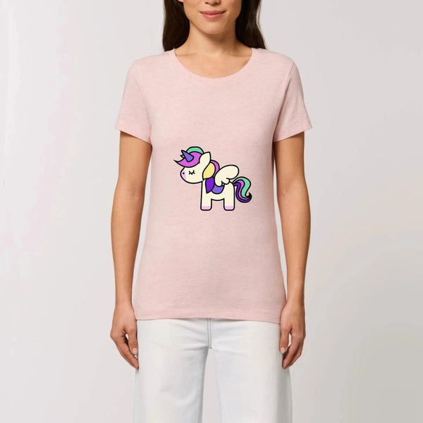 T-shirt licorne cute femme rose coton bio 