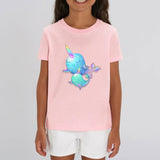 t-shirt licorne enfant rose licorne de mer et bébé coton bio 