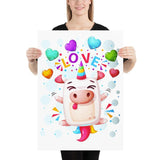 Poster licorne crazy love 50x70