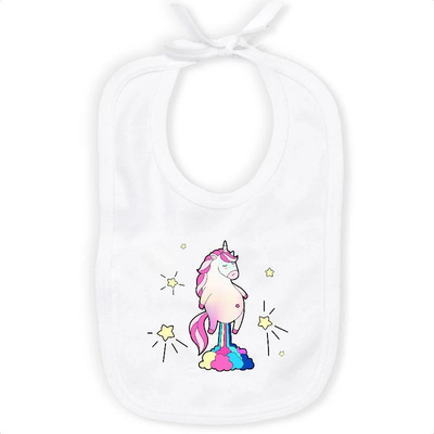 bavoir licorne qui pète des paillettes coton bio