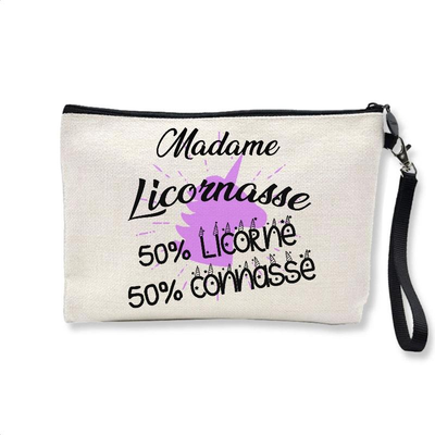 pochette trousse licornasse mi licorne mi connasse
