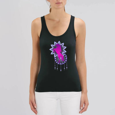 Débardeur licorne mandala femme noir coton bio 