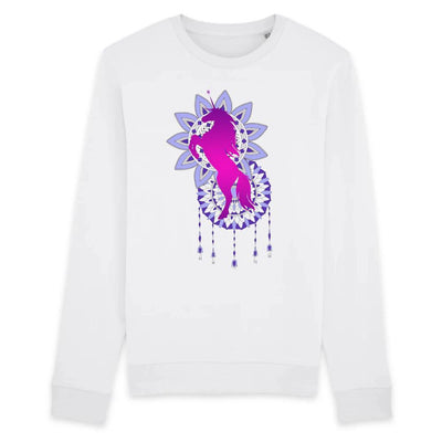 sweat licorne mandala femme blanc XS S M L XL 2XL coton bio 