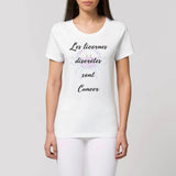 T-shirt licornes discrètes sont Cancer blanc coton bio 