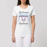 t-shirt licornes ambitieuses capricorne XS S M L XL blanc coton bio 