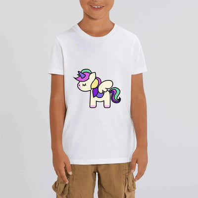 T-shirt licorne cute enfant blanc coton bio 