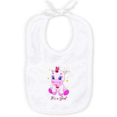 Bavoir Licorne It's a Girl coton bio 