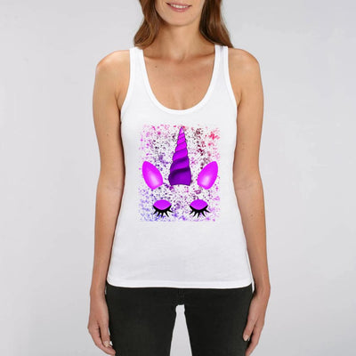 Débardeur Licorne Endormie Rose blanc coton bio 