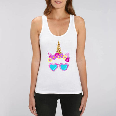 Débardeur Licorne Lunettes de soleil blanc coton bio 