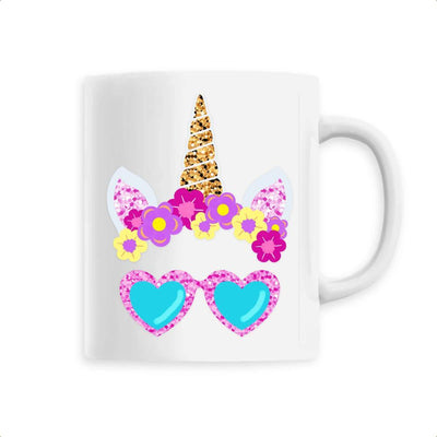 Mug Licorne Lunettes Soleil blanc