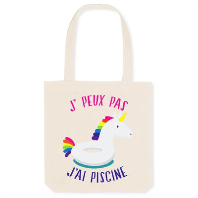 Tote bag licorne j'peux pas j'ai piscine coton bio 