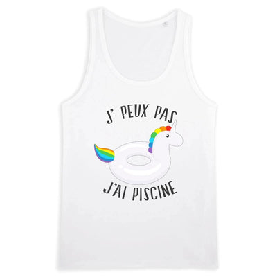Débardeur licorne homme j'peux pas j'ai piscine blanc coton bio