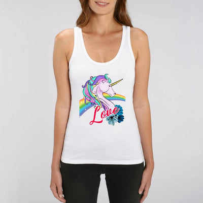 Débardeur licorne love blanc coton bio 
