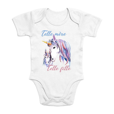 Body Licorne Telle Mère Telle Fille blanc coton bio 