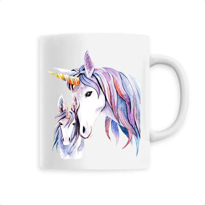Mug licorne mère et fille blanc 
