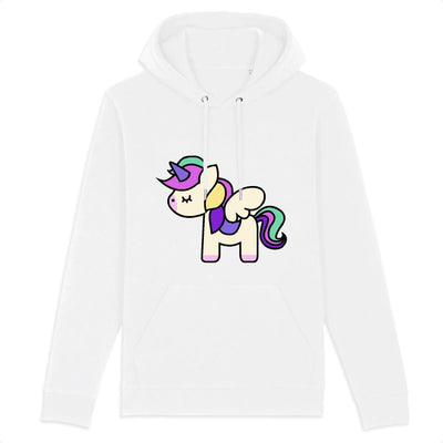 Hoodie licorne cute coton bio blanc impression avant
