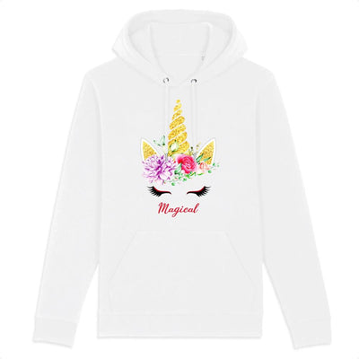 sweat hoodie licorne magical blanc coton bio 