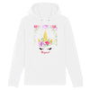 sweat hoodie licorne magical avec fleurs blanc coton bio 