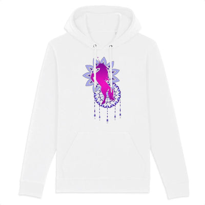 sweat hoodie licorne mandala blanc coton bio 