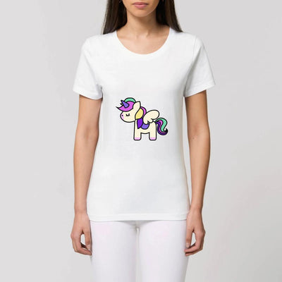 T-shirt licorne cute femme blanc coton bio 
