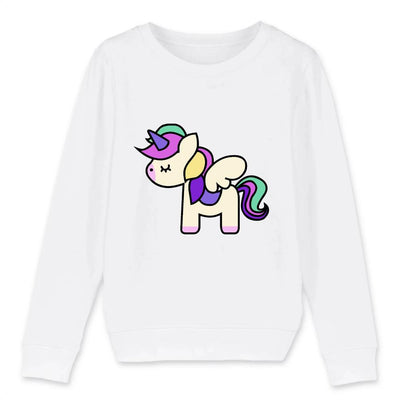 Sweat Licorne cute blanc coton bio 