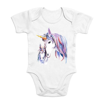 Body licorne mère fille coton bio blanc