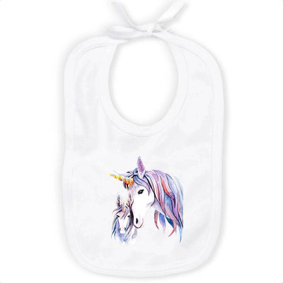 Bavoir licorne mère fille blanc coton bio 