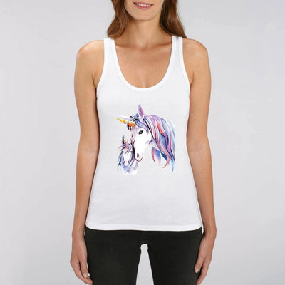 Débardeur licorne mère fille blanc coton bio 