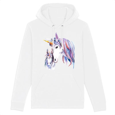 sweat Hoodie licorne mère fille blanc coton bio 