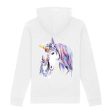 Hoodie licorne mère fille blanc coton bio de dos