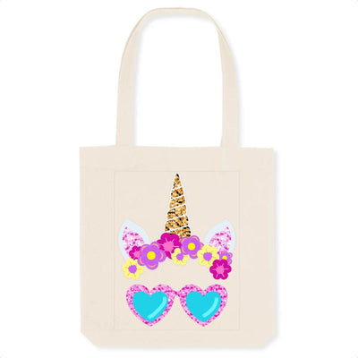 Tote bag sac licorne lunettes de soleil coton bio