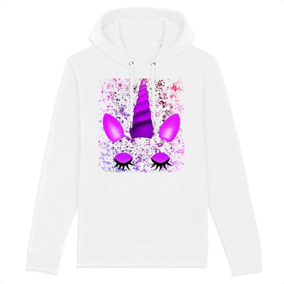 sweat hoodie licorne endormie blanc coton bio