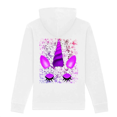 sweat hoodie licorne endormie dos blanc coton bio 