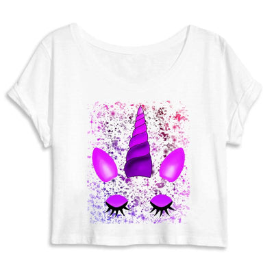 crop top licorne endormie blanc coton bio 