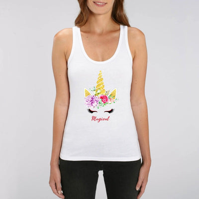 Débardeur licorne magical blanc coton bio 