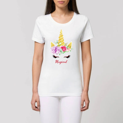 T-shirt licorne magical blanc coton bio
