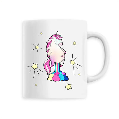 Mug licorne qui pète des paillettes blanc 