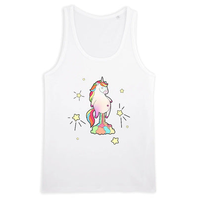 Débardeur licorne qui pète homme blanc coton bio