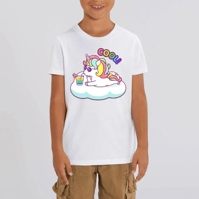 t-shirt licorne cool enfant blanc coton bio