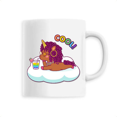 Mug licorne cool curly blanc