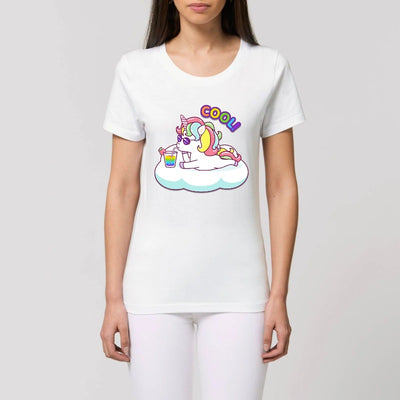 t-shirt licorne cool femme blanc coton bio