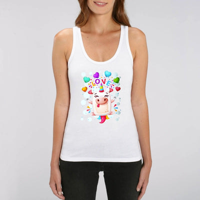 Débardeur femme licorne crazy love blanc coton bio 