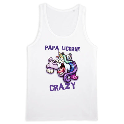 Débardeur papa licorne crazy blanc coton bio