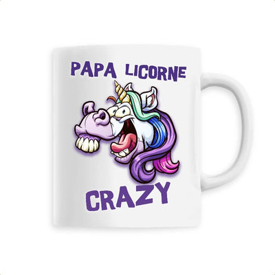 Mug papa licorne crazy blanc 