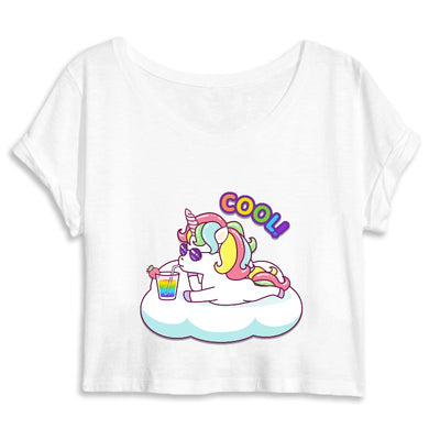 crop top licorne cool blanc coton bio